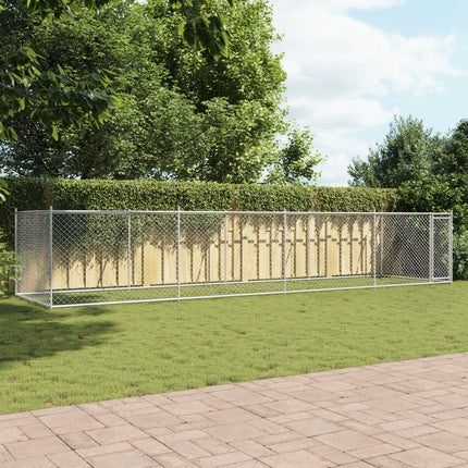 Dog Cage with Door Gray 26.2'x6.6'x4.9'Galvanized Steel