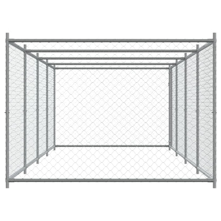 Dog Cage with Door Gray 26.2'x6.6'x4.9'Galvanized Steel