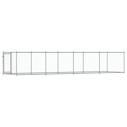 Dog Cage with Door Gray 26.2'x6.6'x4.9'Galvanized Steel