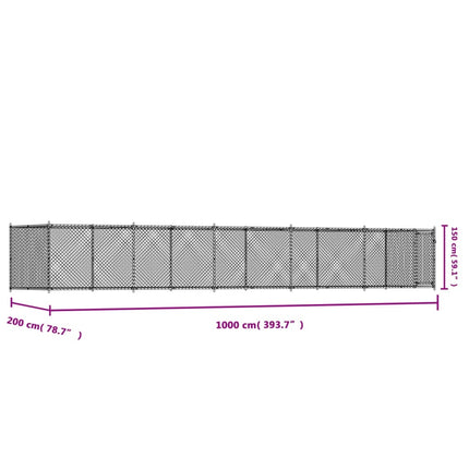 Dog Cage with Door Gray 32.8'x6.6'x4.9'Galvanized Steel
