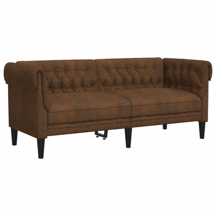 3 Piece Sofa Set Brown Fabric
