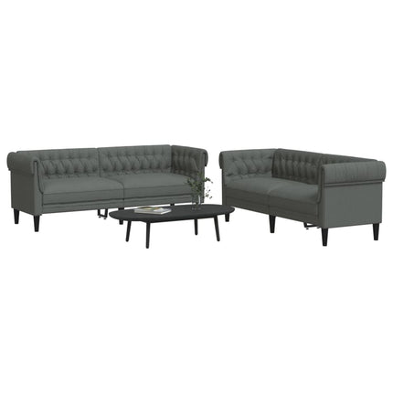 2 Piece Sofa Set Dark Gray Fabric