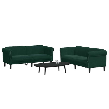 3 Piece Sofa Set Dark Green Velvet