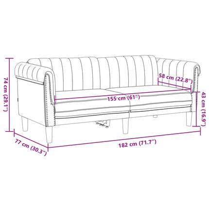 2 Piece Sofa Set Brown Velvet
