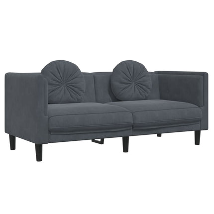 3 Piece Sofa Set with Pillows Dark Gray Velvet