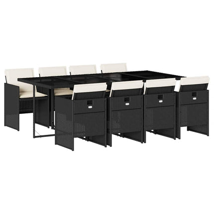 Garden Dining Set Black PE Rattan 8-seater UV-resistant materials