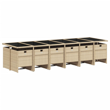 Garden Dining Set Beige PE Rattan 12-seater