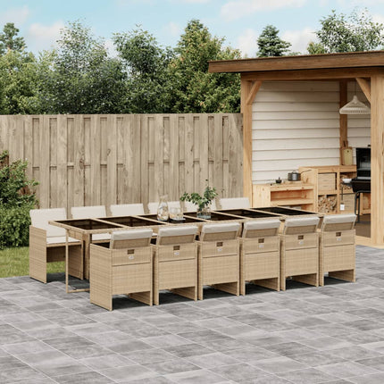 Garden Dining Set Beige PE Rattan 12-seater