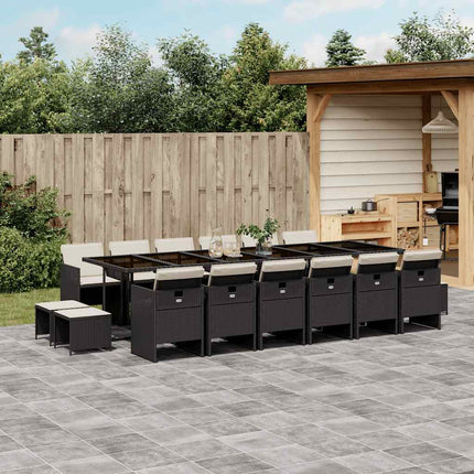 Garden Dining Set Black Poly Rattan 16-seater