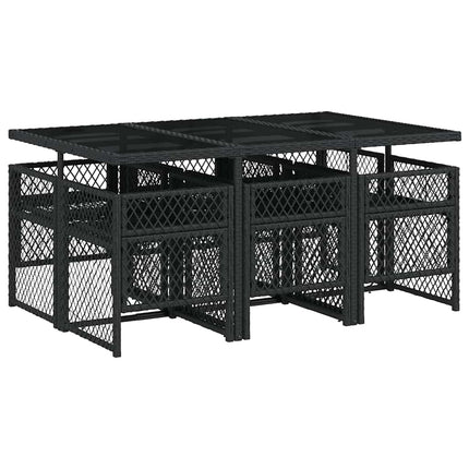 Garden Dining Set Black, Cream White Poly Rattan Medium Foldable