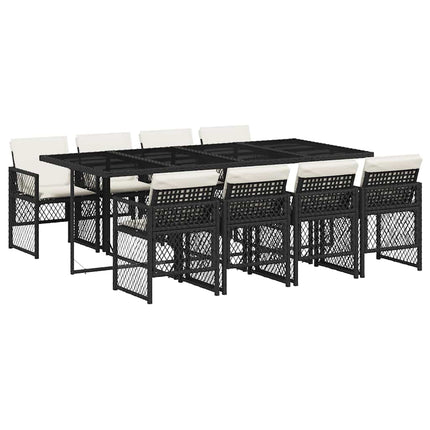 Garden Dining Set Black, Cream White
