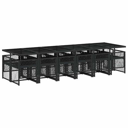 13 Piece Patio Dining Set with Cushions Black Poly Rattan