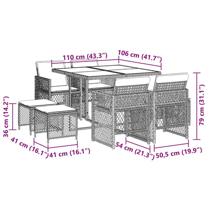 Garden Dining Set Black and Cream
