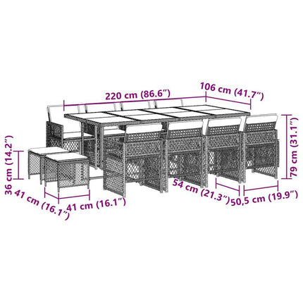 Garden Dining Set Black, Cream white