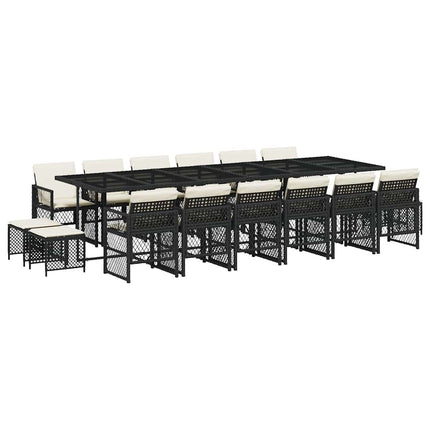 Garden Dining Set Black, Cream White