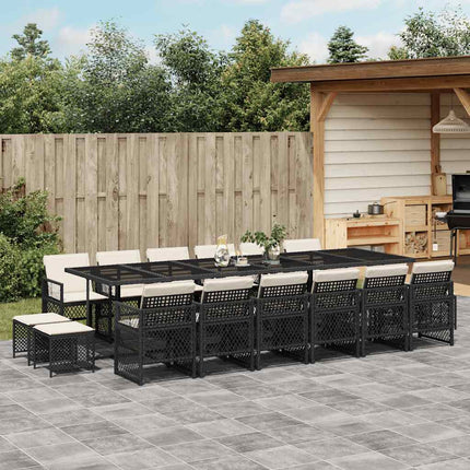 Garden Dining Set Black, Cream White
