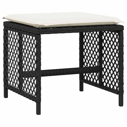 Garden Dining Set Black PE Rattan, Steel, Acacia Wood Large