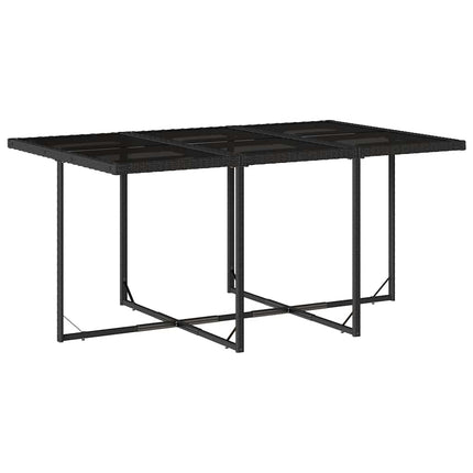 7 Piece Patio Dining Set with Cushions Black Poly Rattan