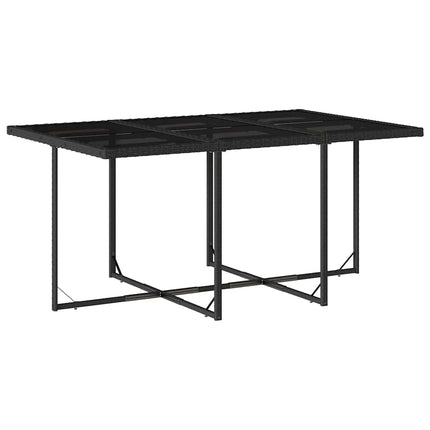 7 Piece Patio Dining Set with Cushions Black Poly Rattan