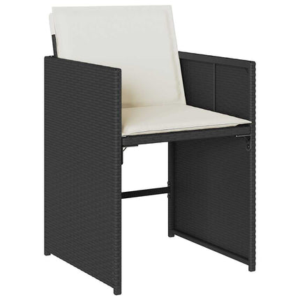 11 Piece Patio Dining Set with Cushions Black Poly Rattan