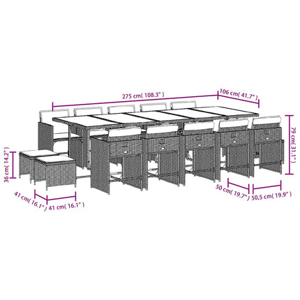 Garden Dining Set Black and Cream