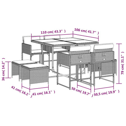 Garden Dining Set Black, cream white