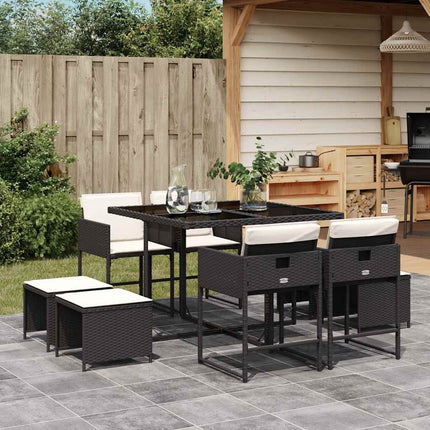 Garden Dining Set Black, cream white