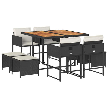 Garden Dining Set Black, Brown, Cream White