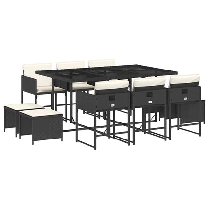 Garden Dining Set Black, Cream white
