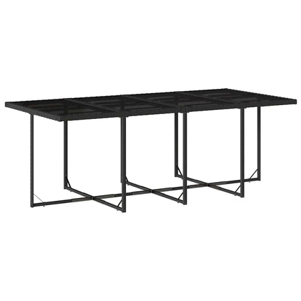 Garden Dining Set Black PE Rattan Large Foldable