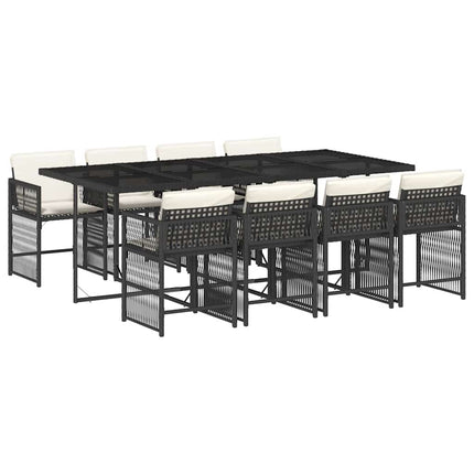 Garden Dining Set Black Poly Rattan 9 Piece