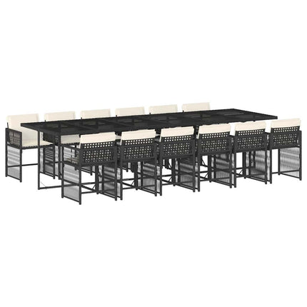 Garden Dining Set Black, Cream White