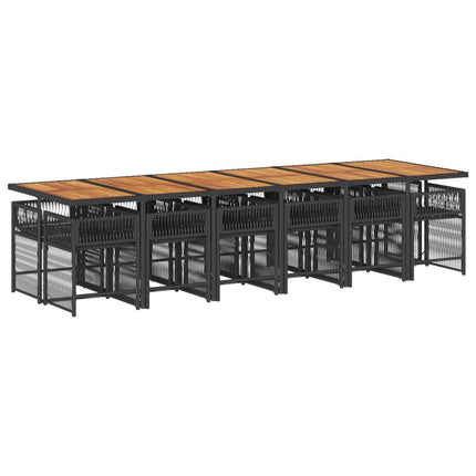 Garden Dining Set Black and Cream White