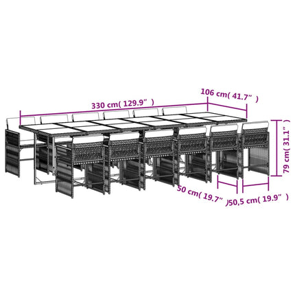 Garden Dining Set Black and Cream White