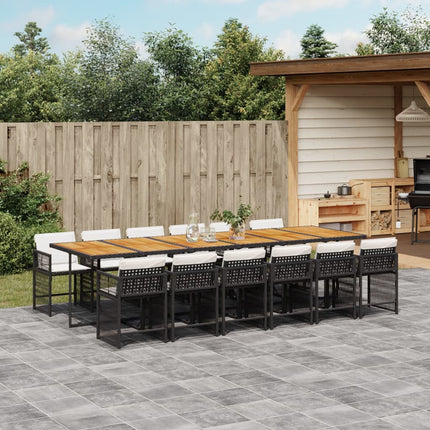 Garden Dining Set Black and Cream White