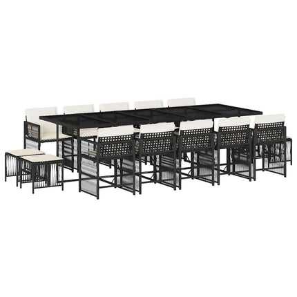 Garden Dining Set Black PE rattan Large Expandable