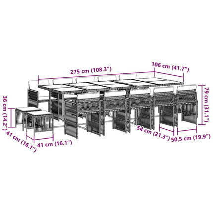 Garden Dining Set Black PE rattan Large Expandable