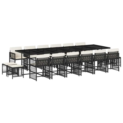 Garden Dining Set Black, Cream White