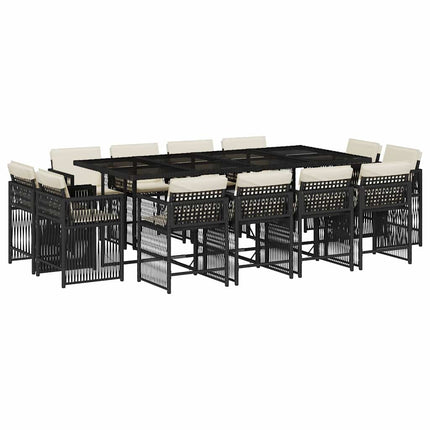 Garden Dining Set Black and Cream White