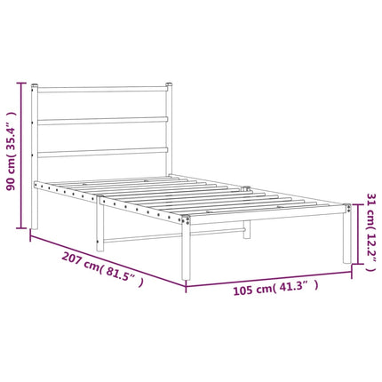 Metal Bed Frame without Mattress with Headboard Black 39.4"x78.7