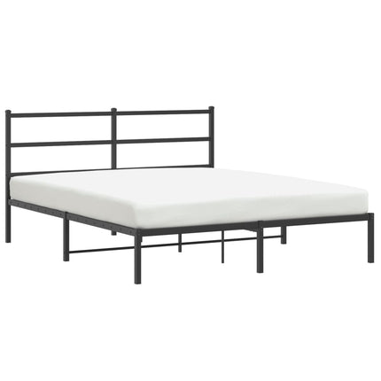 Metal Bed Frame without Mattress with Headboard Black 59.1"x78.7