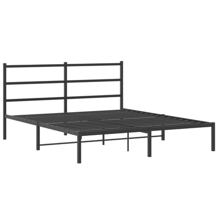Metal Bed Frame without Mattress with Headboard Black 59.1"x78.7
