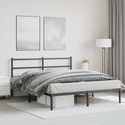 Metal Bed Frame without Mattress with Headboard Black 59.1"x78.7