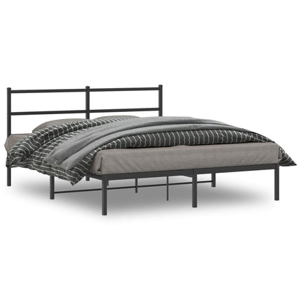 Metal Bed Frame without Mattress with Headboard Black 59.1"x78.7