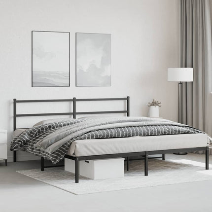 Metal Bed Frame without Mattress with Headboard Black 76"x79.9