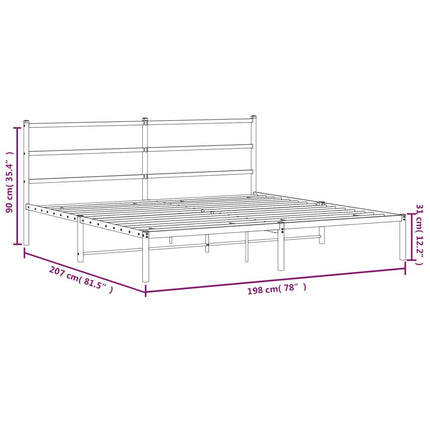 Metal Bed Frame without Mattress with Headboard Black 76"x79.9