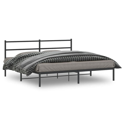 Metal Bed Frame without Mattress with Headboard Black 76"x79.9