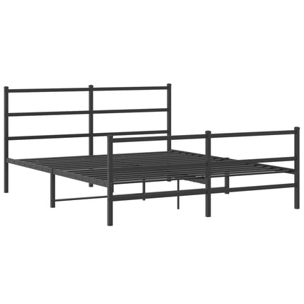 Metal Bed Frame without Mattress with Footboard Black 59.1"x78.7