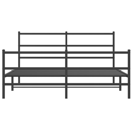 Metal Bed Frame without Mattress with Footboard Black 59.1"x78.7