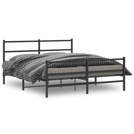 Metal Bed Frame without Mattress with Footboard Black 59.1"x78.7
